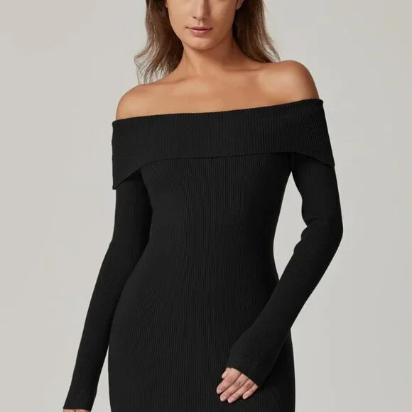 strapless open back dress Ribbed Turtle Neck Long Sleeve Mini Sweater Dress Green / L